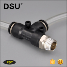 T type quick connect pipe Fittings,plastic joints male thread Pneumatic Tee Connector