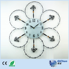 Flower metal wall clock home accessories