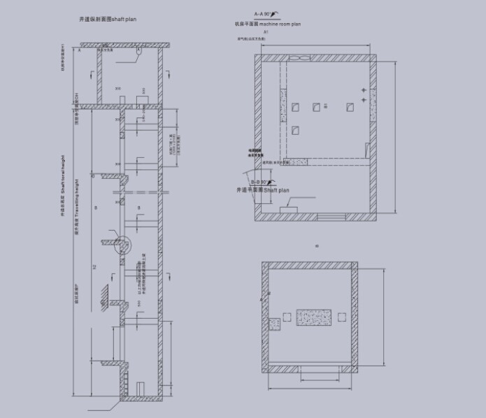 Machine Room Cargo Elevator Center Open 3000kg