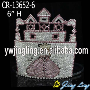 Special Pink Rhinestone Castle Princess Pageant Crown
