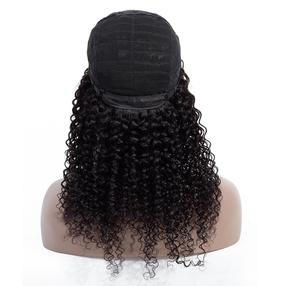 12 14 16 18 inch kinky curly human hair wig with closure lace closure wig