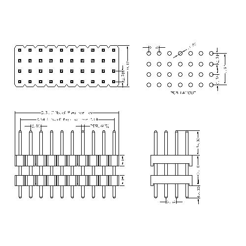 2.54 mm Pin Header Four Row Double Plastic Straight Type PHES11-XXF