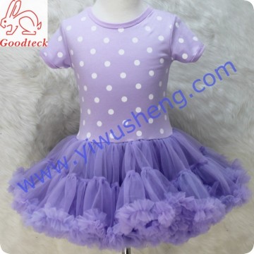 Wholesale girl's short sleeve tutu dress, hot sale pueple dot tutu dress, girls fairy tutu dress