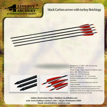 100% pure carbon arrow for archery hunting compound bow arrow turkey feather 5"