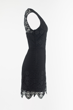 Black 2 layer lace back less dress