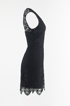 Black 2 layer lace back less dress