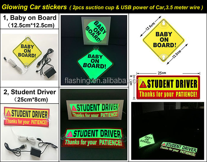 New luminous el classical car stickers displaying panel EL LED car sticker