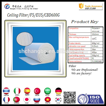 High efficiency ceiling filter 600g/air condition system of air filter