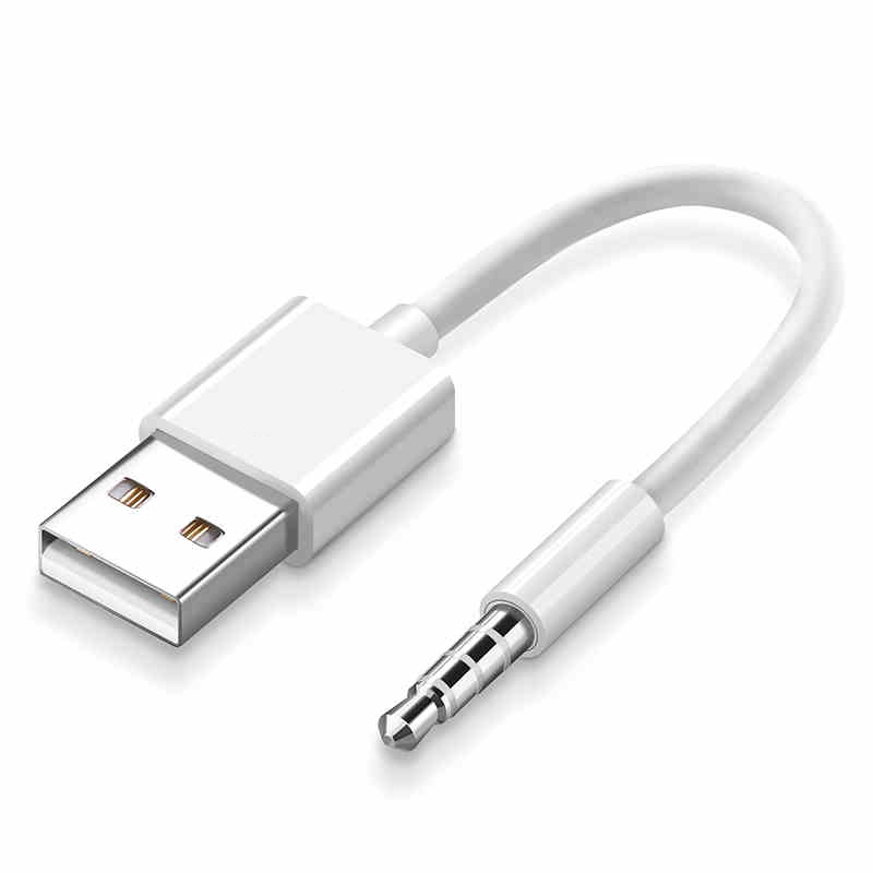 Portable White 10cm 3.5mm Lelaki Aux Audio Plug Jack ke USB 2.0 Kabel Penukar USB Perempuan