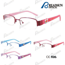 Half Frame Pretty Kids Optical Spectacle with Stainless Frame and Ruuber Temple (OMK120036)