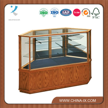 Oak Retail Display Counter Corner Showcase