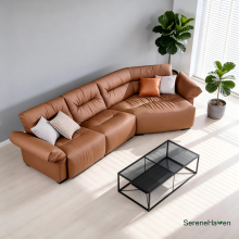SereneHaven Semi-Aniline Leather Modular L-Shape Sofa