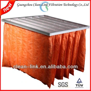 F5 F6 F7 F8 F9 Non Woven Fabric Luminum Frame Pocket Orange Medium Efficiency Bag Filter