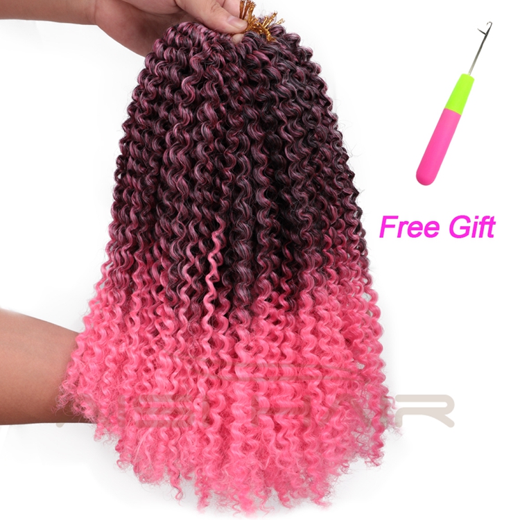 Aisi Hair Best Selling Wholesale Long Marly Bob Twisted Ombre Pink Dark Root Fiber Synthetic Crochet Braiding Hair Extensions