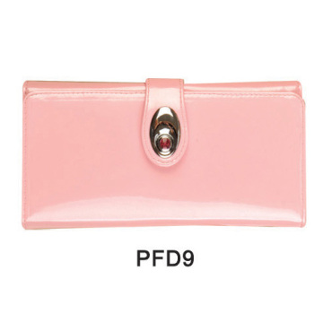 Pink satin hand bag with metal buckle