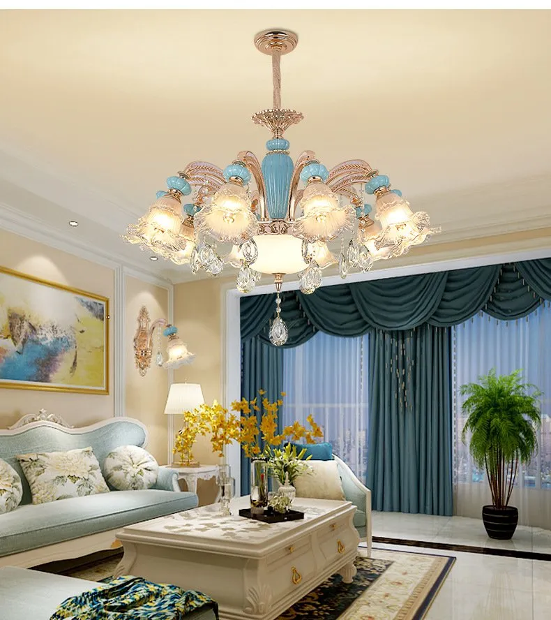 Elegant French Ceramic Chandelier for Dining Room Ambiance