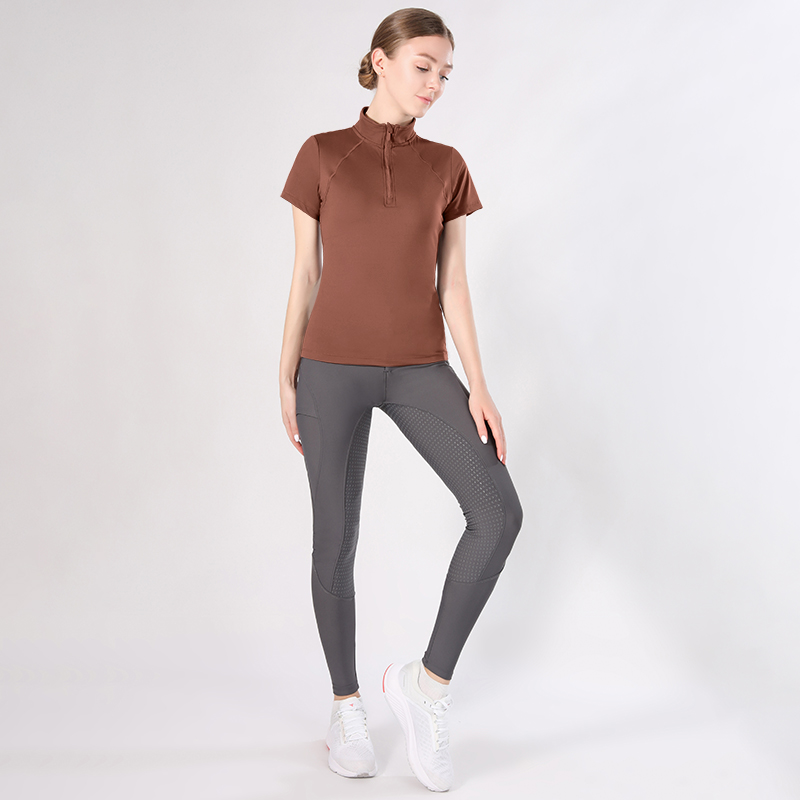 Brown Equestrian Rad Fanm Tops