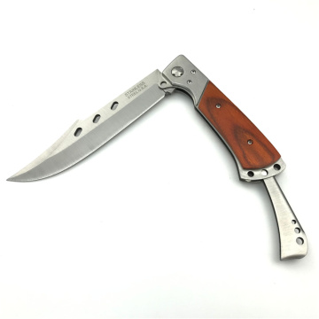 Large Stainless Steel Wooden Handle Pocket Knife