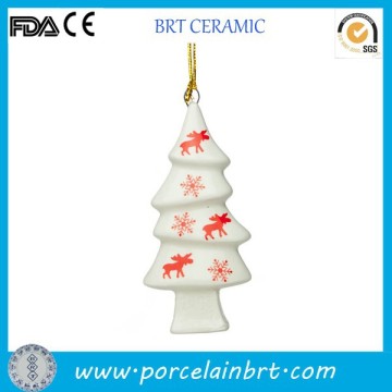 Western christmas gift ceramic white Hanging Tree Decoration