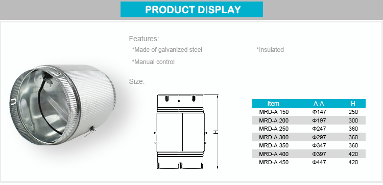 Galvanized Steel Manual Air Control Damper