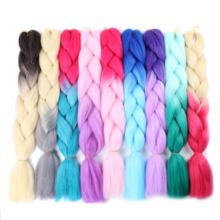 African Synthetic Hair For Braids Extensions Fibre Jumbo Hair Braid Color Pre-Stretched Synthetic Braiding Hair