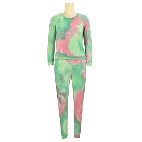 2020 new fashion anti-wrinkle O-Neck two piece set Outfits  tie dye women  long blouse trouser clothing