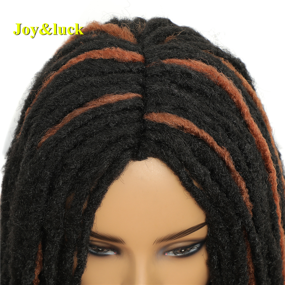 New Crochet Braids Wig Long Straight Dreadlock Black Mix Brown Hair Wigs For Women Or Men Synthetic Braiding Hair Style