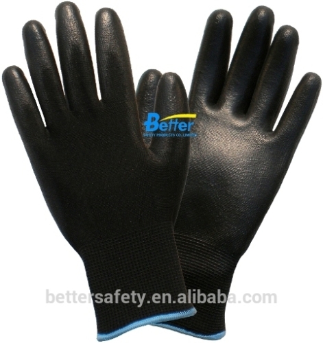 Black Nylon PU Coated Safety Glove anti-static