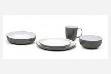 Reactive glazed stoneware dinner set - outside grey