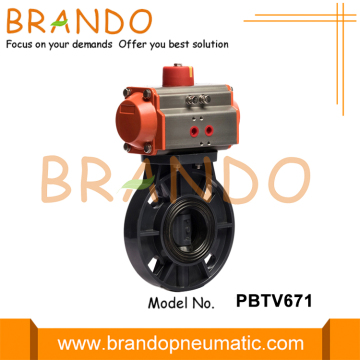 UPVC Body PTFE Seal Pneumatic Butterfly Valve DN50