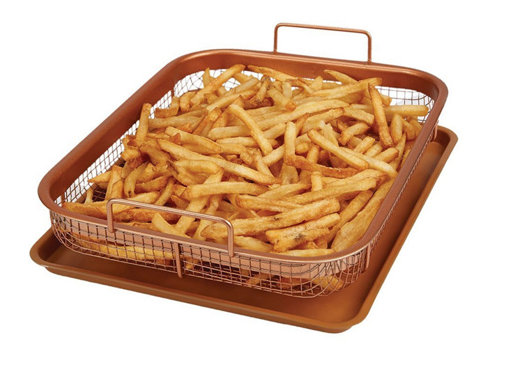 Manufacturer direct sell Non-Stick Oven Basket Tray Copper Air Fryer Copper Crisper Baking Tray