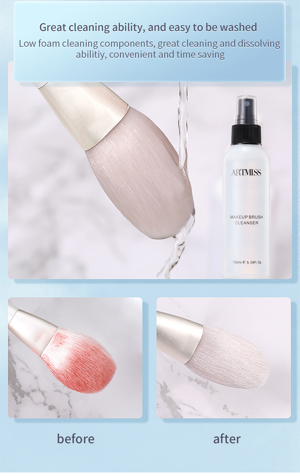 Private Label Liquid Face Makeup Brush Cleanser Spray