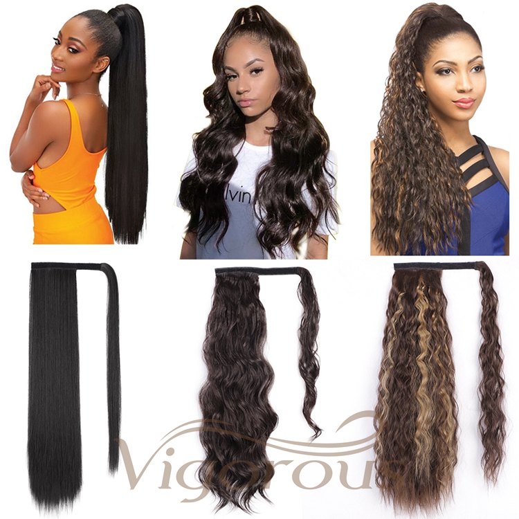 Vigorous Light Handmade African Ponytail Long Braid Messy Afro Extension Kinky Curly Catalogue Synthetic Hair Extensions