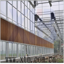 Glass greenhouse cooling pad system