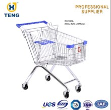 EU style high hardness steel unfolding shoping cart with chair