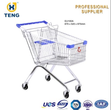 EU style high hardness steel unfolding shoping cart with chair