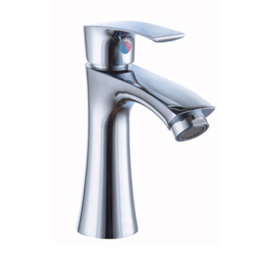 Contemporary chromed polished wash basin mixer tap