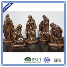 polyresin material golden copper jesus nativity christmas arts and crafts