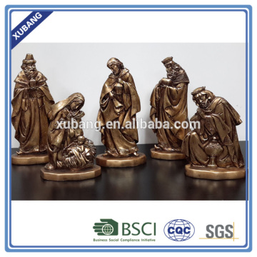 polyresin material golden copper jesus nativity christmas arts and crafts