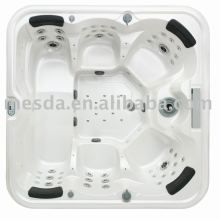 outdoor spa with waterfall