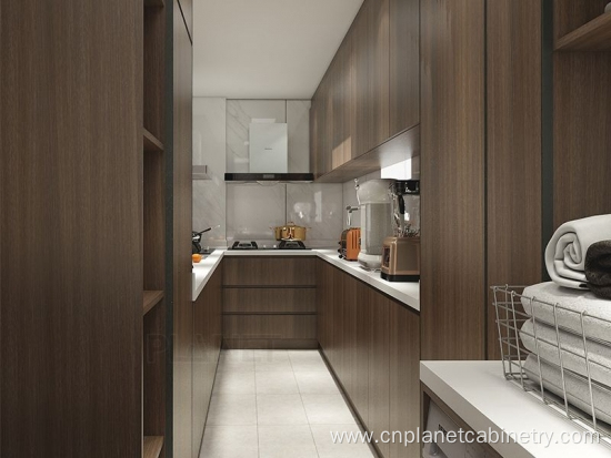 One-Stop Multiple Design Dark Color Modular Kitchen Cabinet