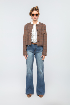 British-Inspired Retro Short-Length Checkered Jacket