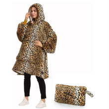 Winter sherpa throw comfy hoodie swaddle wholesale throw oversized hooded flannel sweatshirt blanket comfy