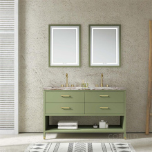 Dark Green Double Sink Freestanding Bath Vanity Oak 55\