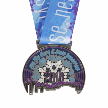 Custom snow theme running game medal