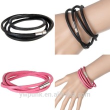 alibaba express pink and black leather braclets magnetic clasp new products fashion jewelry