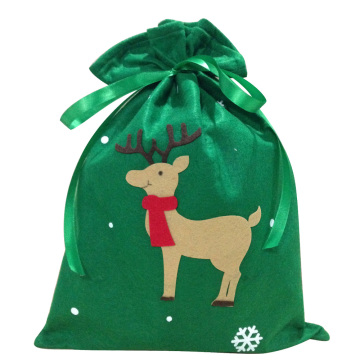 Green christmas reindeer pattern sack