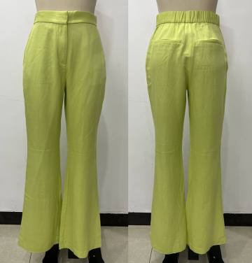 Lady's Elastic Waistband Bright Straight Flared Pants