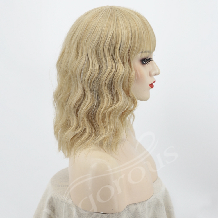 Wholesale Good Quality High Temperature Fiber Supplies Blonde Bob Cut Short Synthetic Afro Kinky Wig
