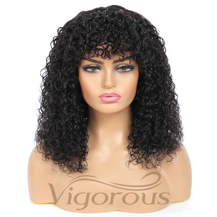 High Quality Wholesale With Fringe 100% Human Hair Cheapest Bob Curly Wave For Black Women Real Human Hair Wigs